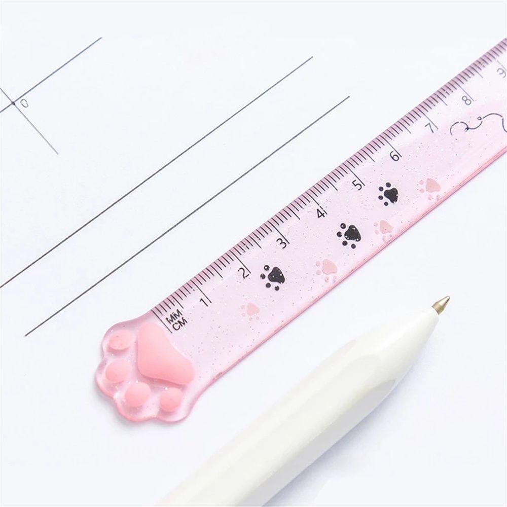 Kids Gifts 15cm Plastic Painting Cats Claw Ruler Straight Ruler Scale Ruler Measuring Ruler