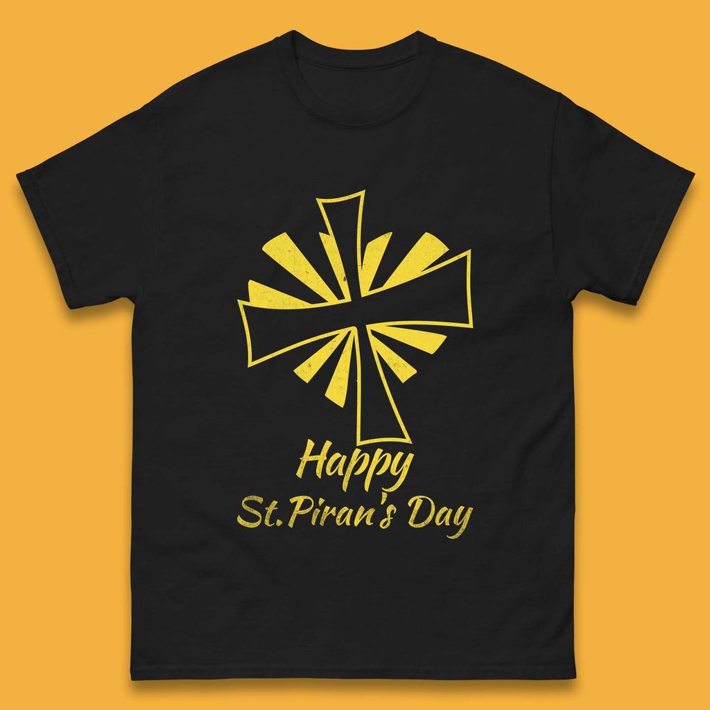 Happy Saint Piran's Day Mens T-Shirt Womens Tops Tees