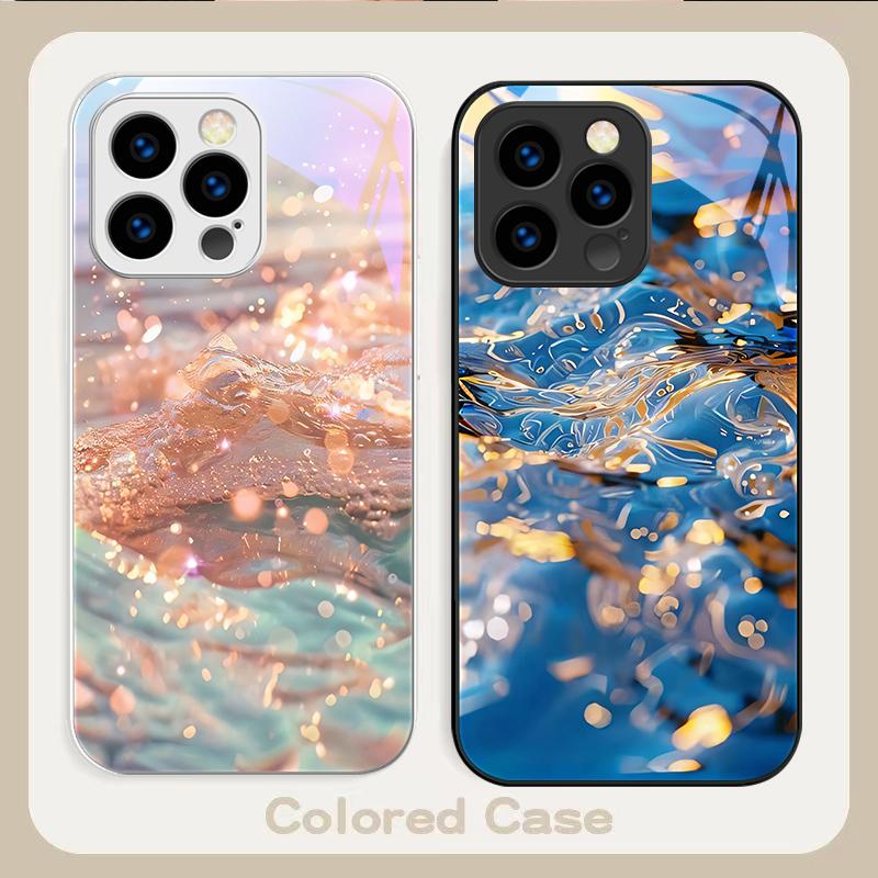 Красочные Волны Синие Для IPhone 16 Plus 15 14 13 12 Mini 11 Pro Max X XS XR 7 8 Plus 2022 Закаленное Стекло Чехол для Телефона