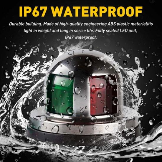 2 in 1 16LED Navigation Bow Light For Marine Yacht Boat Pontoon 12V Red Green
