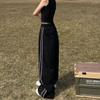 Хиппи, черные полосатые мешковатые брюки по бокам, Harajuku, корейские спортивные штаны большого размера, винтажные свободные спортивные брюки для бега, прямые широкие брюки