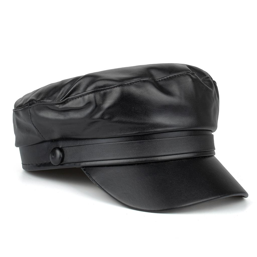 Hat Industry Autumn and Winter New Black PU Beret R