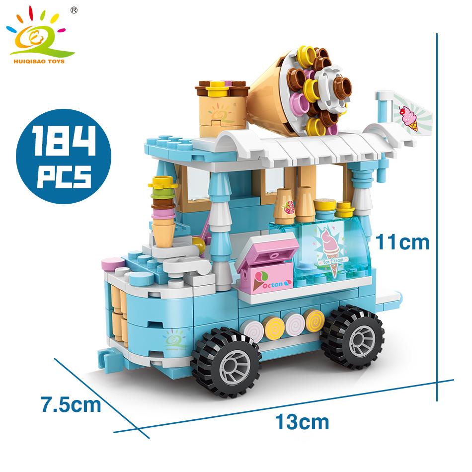 Креативная модель дома уличной еды, строительный блок MOC, розничный магазин с фигуркой, наборы кубиков для автомобилей с мороженым, игрушки для мальчиков для детей