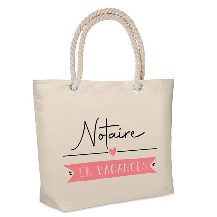 Sac de plage - PLANETEE - Isotherme de plage «Notaire en Vacances» - Coton - Grande contenance - Imprimé en France