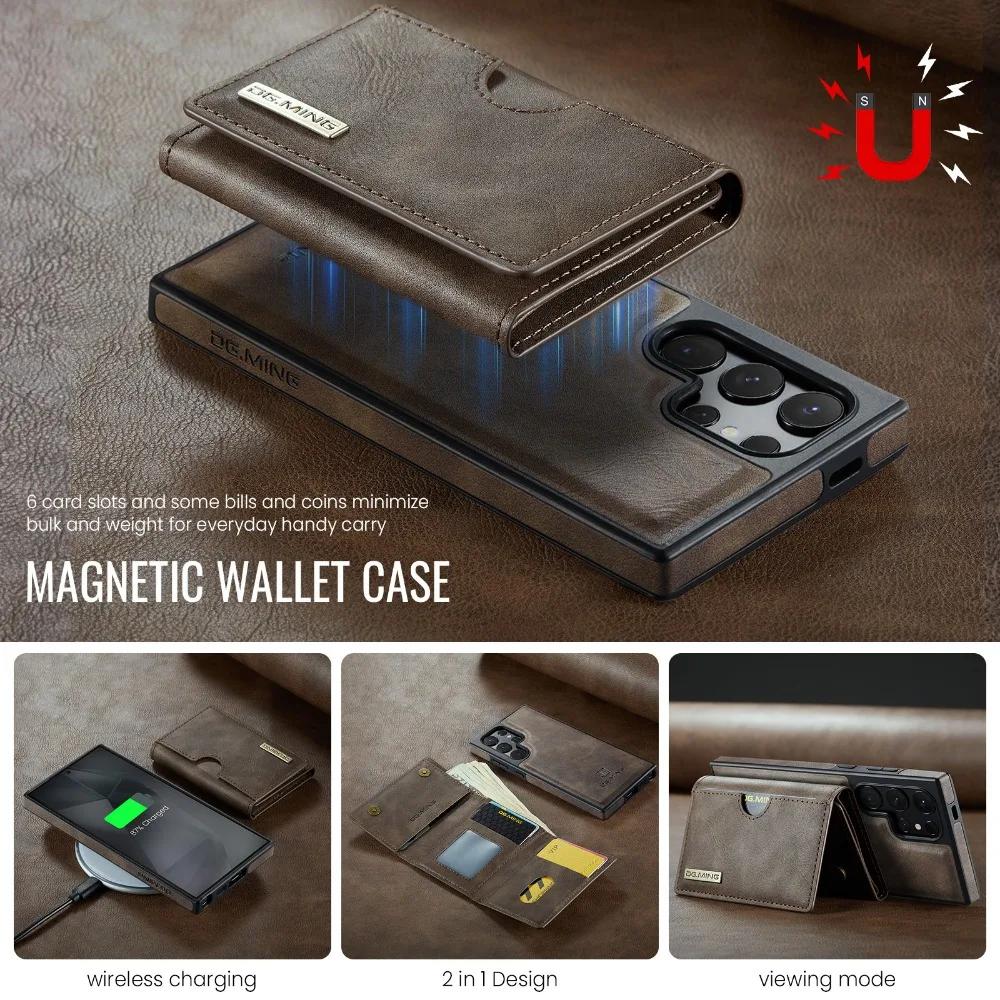 Съемный магнитный чехол-кошелек для Samsung Galaxy S25 Ultra S24 S23 S22 Plus S21 для Magsafe RFID-блокирующий держатель для карт