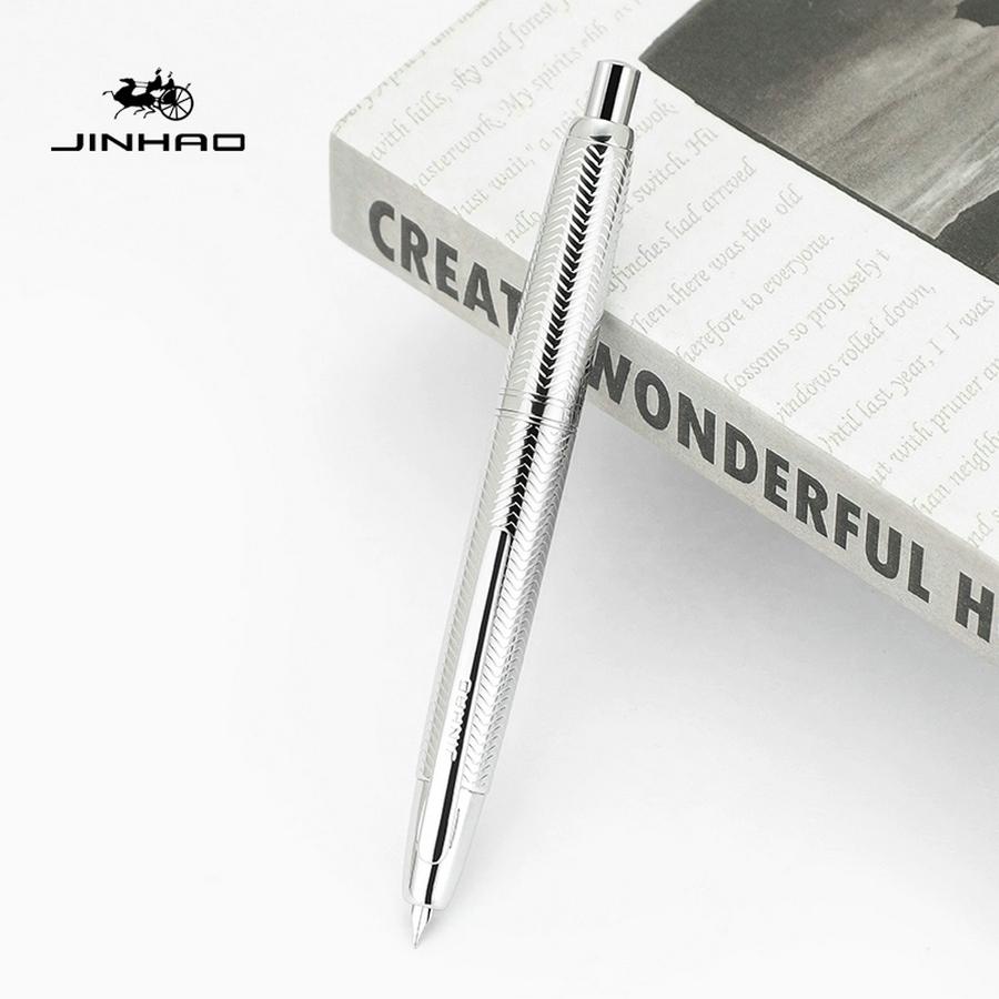JINHAO 10 Нажимная Выдвижная Перьевая Ручка EF/F Перо Ручная Полировка Розовые Чернила Ручка с Конвертером Офисные Школьные Принадлежности A1