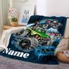 Custom Name Monster Truck Adventure Night blanket for Couch & Bed, Plush Cozy Fuzzy Blanket Super Soft & Warm Blankets for Fall and Winter. 0908437