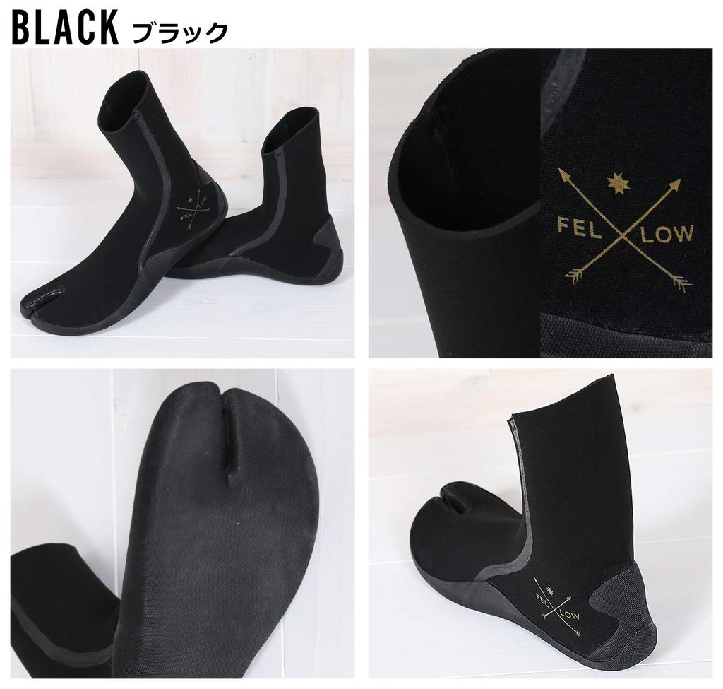FELLOW Surf Boots ALL3mm Ninja Tabi Socks Ninja Tabi Водонепроницаемые серфовые японские стандартные гидрокостюмы для рифов Мужские Женские Черные 26 см