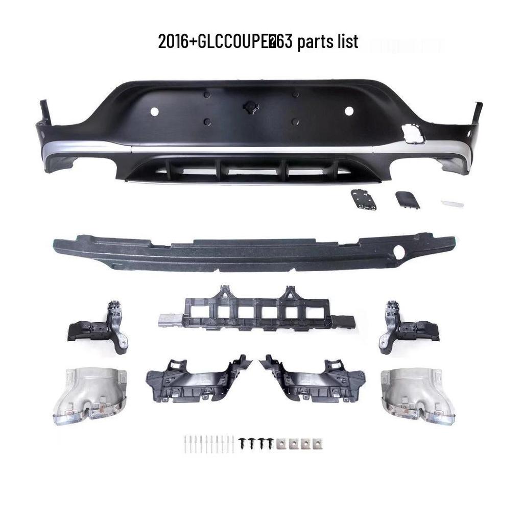 Compatible with Mercedes-Benz GLC Coupe (2015+): AMG GLC43/63 Rear Lip Quad Tailpipes Dual Exhausts