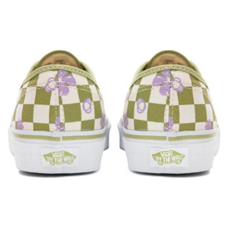 Vans Authentic Wallpaper Authentic unisex checkered floral print durable breathable low-top canvas shoes green white VN0A5KS9CCF