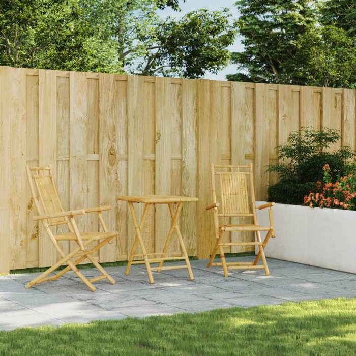 VidaXL Ensemble de bistro 3 pcs bambou, ensemble de bistro de jardin, ensemble de balcon, ensemble de meubles d'extérieur 3278526