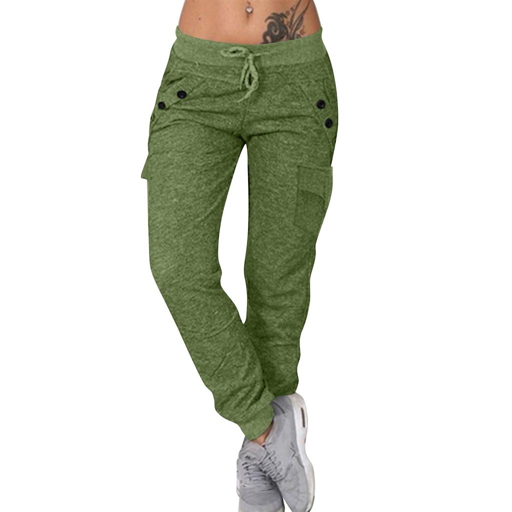 Женские однотонные повседневные брюки, спортивные штаны с высокой талией и шнурком, с карманами