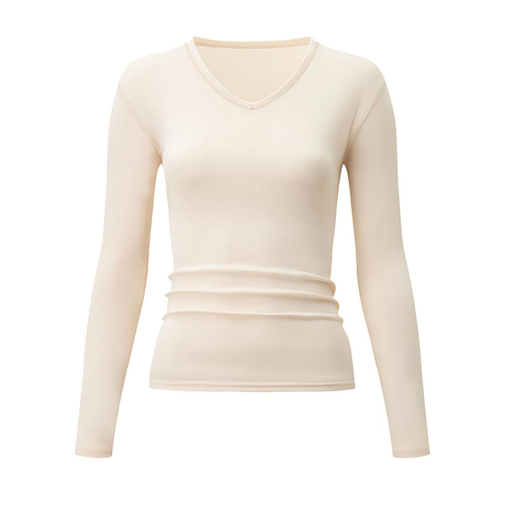 3 Pack Women's Long Sleeve Brushed V-Neck Thermal Tops Warm Base Layer Fashion Undershirt Black White Grey S-XL