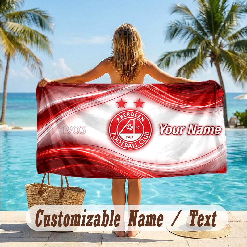 Custom Text Beach Towel, Soft Absorbent Swimming Multi-use TowelAberdeen FC
