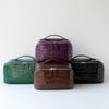 Luxury Genuine Leather Alligator-pattern Zipper Waterproof Large Capacity Travel Cosmetic Bag Soft Handle Multifunctional