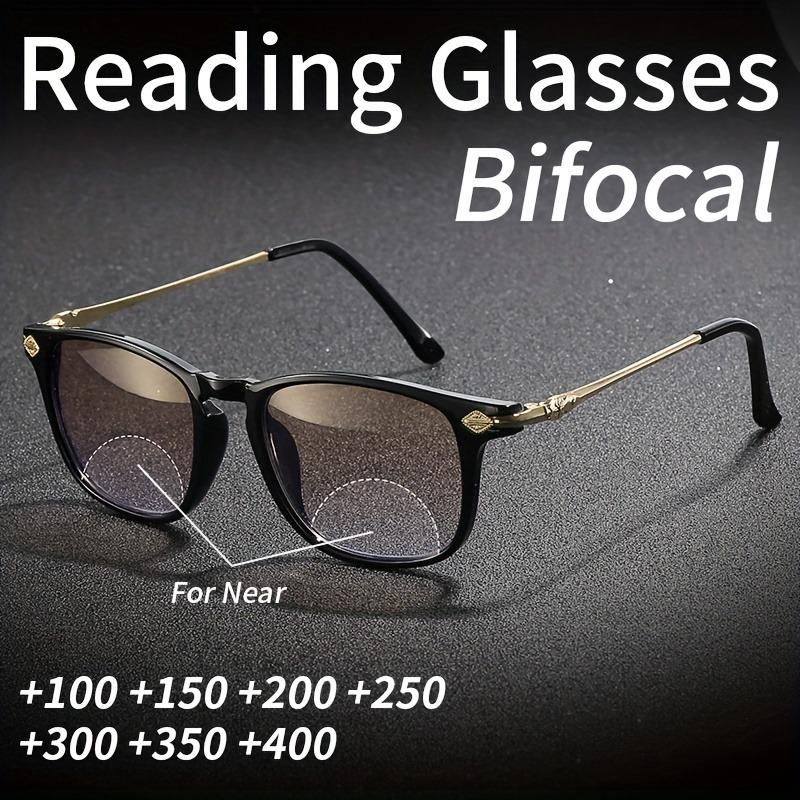 2 шт. Ретро бифокальные очки для чтения Унисекс Стильная квадратная оправа Пружинный шарнир Дизайн Увеличение от 1.0 до 4.0x Ретро очки