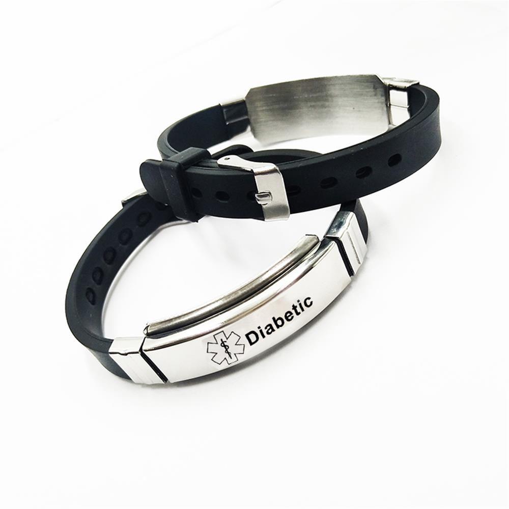 Женские и мужские силиконовые браслеты из нержавеющей стали для диабетиков, медицинские браслеты для оповещения, эпилепсия, болезнь Альцгеймера