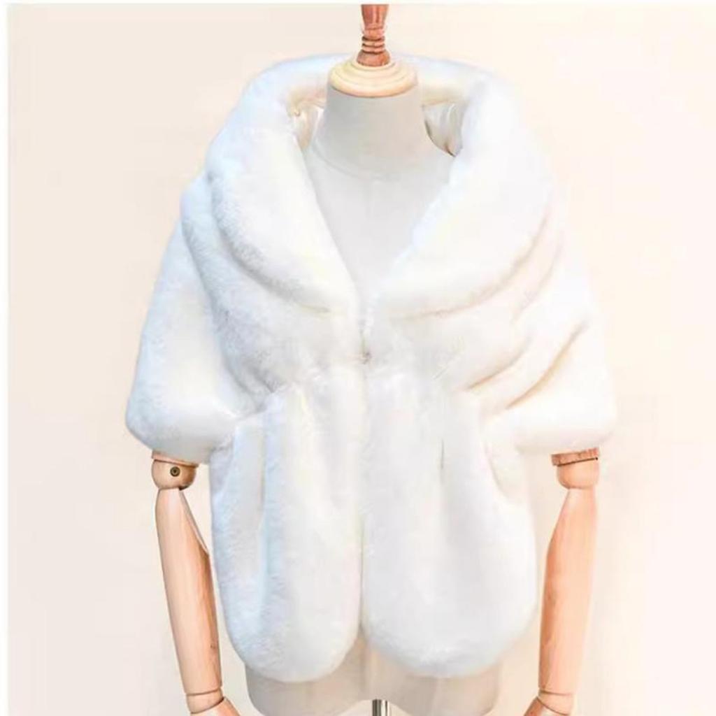 Женская теплая однотонная шаль из искусственного меха, мягкая удобная модная шаль из искусственного меха, накидка для свадебной вечеринки, синяя искусственная шерсть