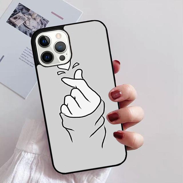 Корейский Чехол для Телефона с Жестом Сердце Пальцами Любовь Для iPhone 17 Air 16 15 14 13 12 Pro Max Plus Max Чехол-Оболочка coque