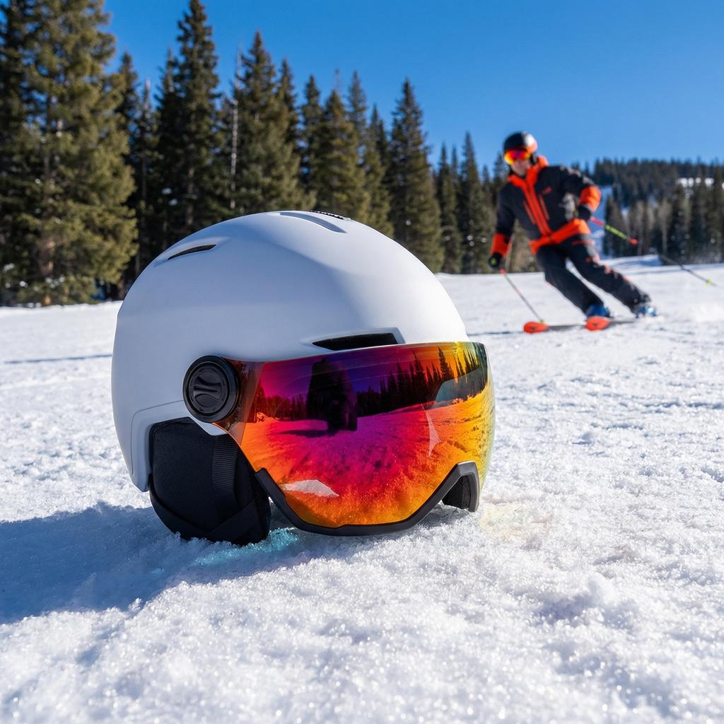 VMAXET MS-15V Unisex Ski Helmet PC+EPS Winter Breathable Safety Ear Warmer 8 Air Vents Anti-Fog Visor Sports Outdoor 525g Buckle