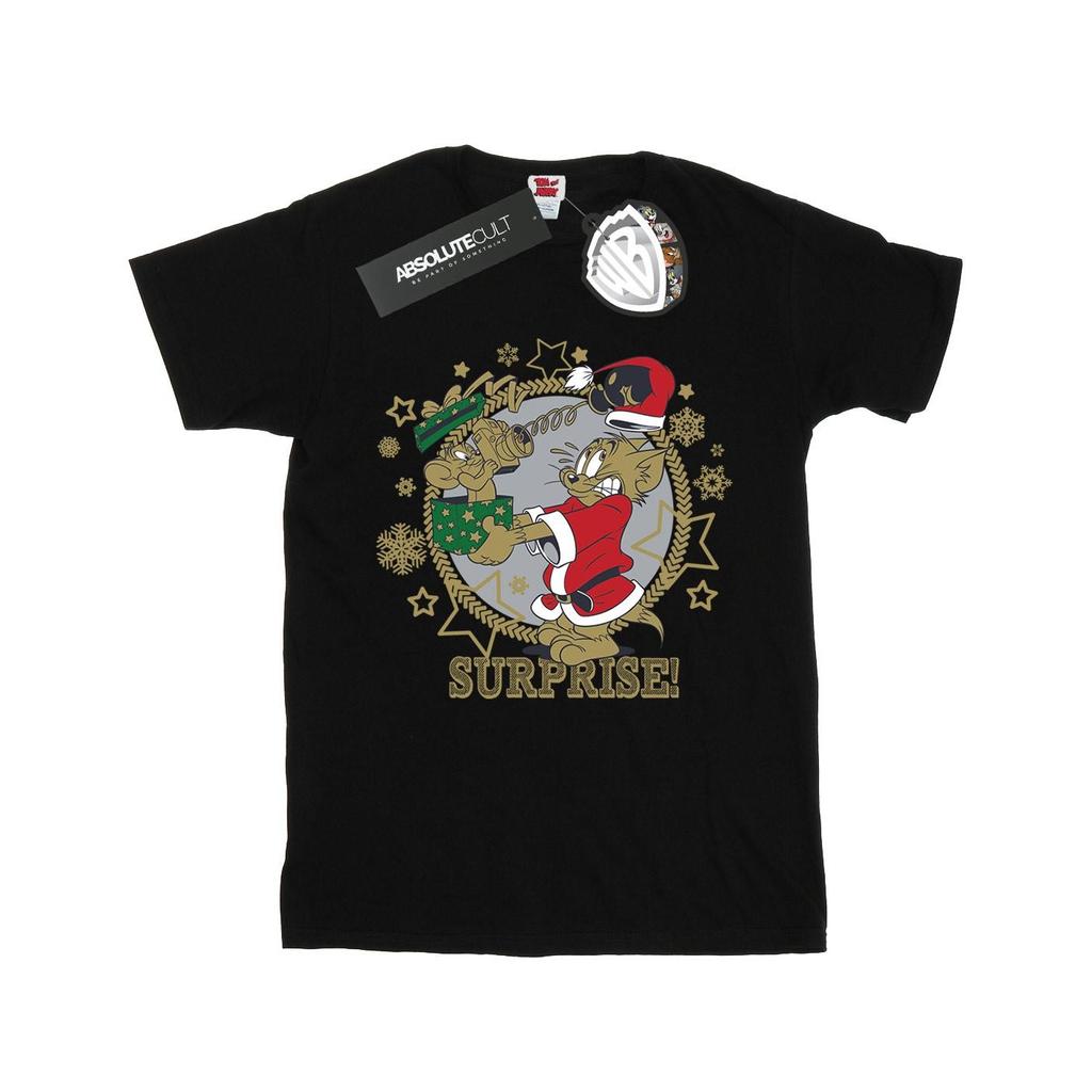Tom And Jerry Womens/Ladies Christmas Surprise Cotton Boyfriend T-Shirt