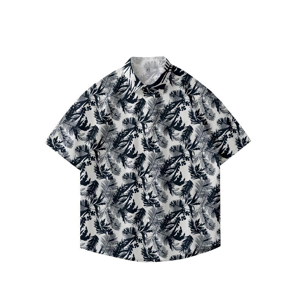 Flower Shirt Men'S Beach Retro Casual Hawaiian American Trend Brand Short Sleeve Men'S Hong Kong Style Shirt Men'S