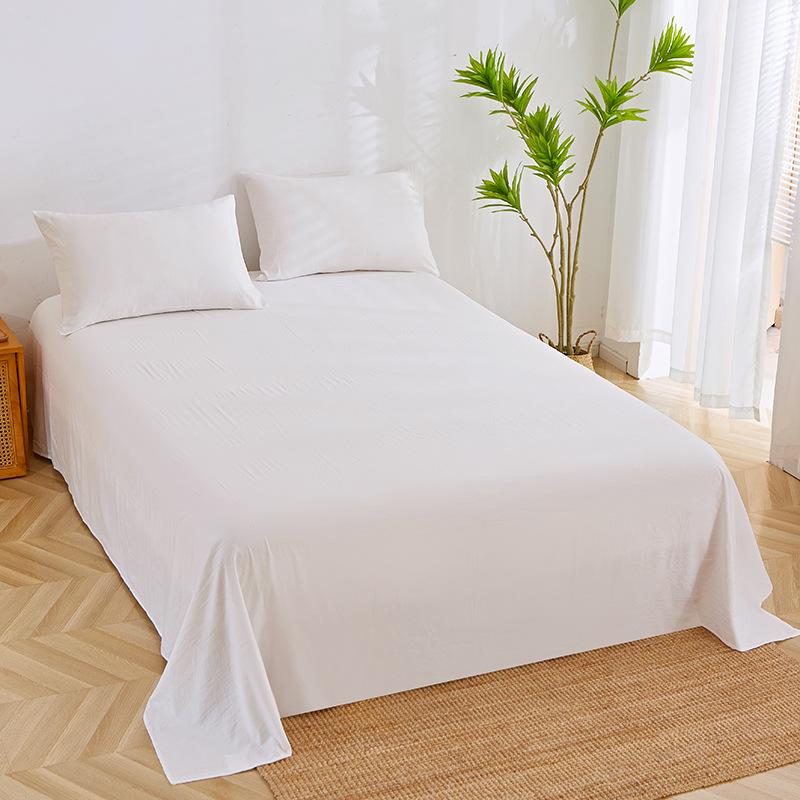 Soft Washed Cotton Single/Dorm Bed Sheet - Solid Color, Skin-Friendly, Extra Large