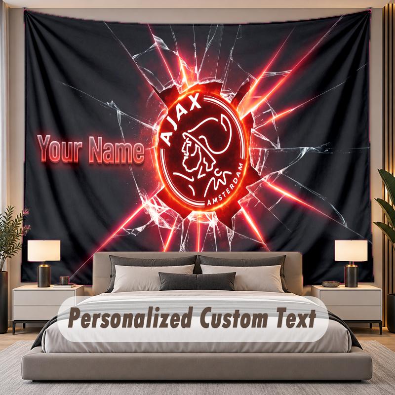 Custom Name Text Tapestry Ajax Amsterdam Personalized Polyester Wall Tapestry For Bedroom And Room