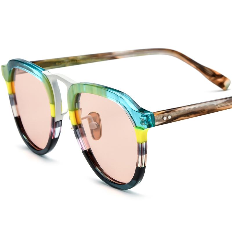 Borregls Multicolor Acetate Polarized Sunglasses Women UV400 High-Quality Brand Design 2025 Pilot Sun Glasses Men Shades 19350T