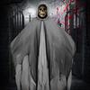 Halloween Grim Reaper Costume Black Hooded Cloak with Skull Masque Vintage Medieval Cape for Adult Cosplay Props
