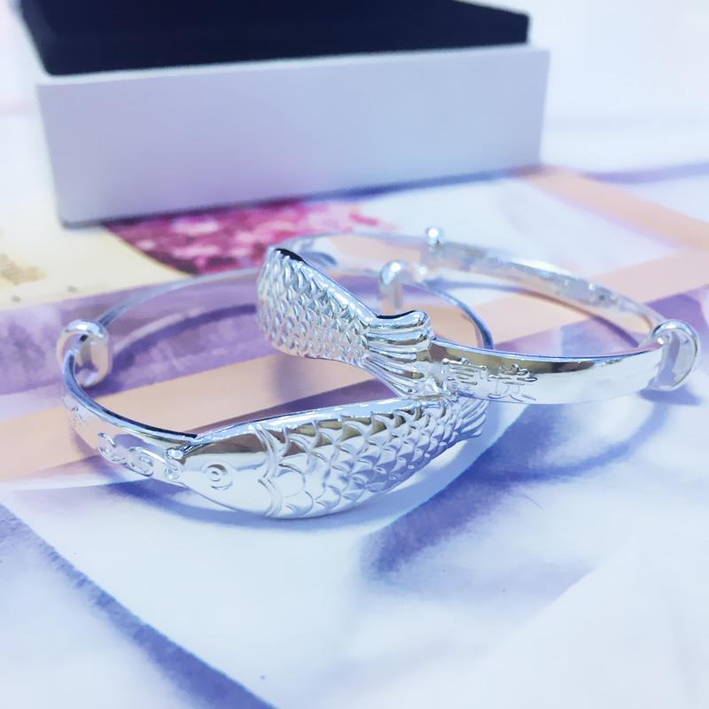 Pure Silver S999 Year Old Surplus Baby Bracelet, Children's Long Life and Wealth, Koi Carp