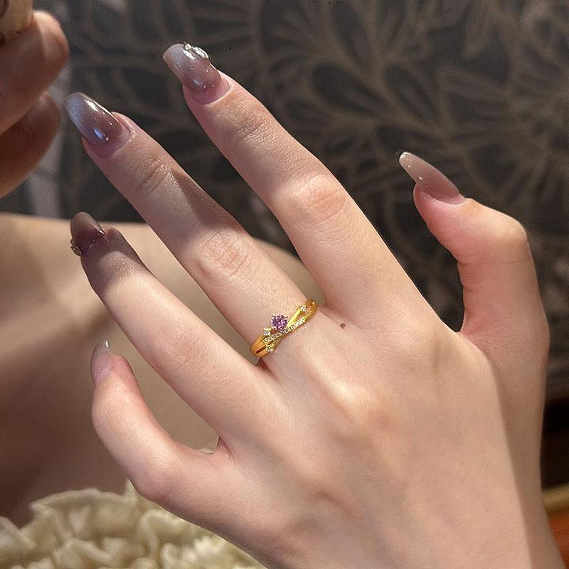 Изысканные кольца Fine Light Luxury для женщин Модные Фиолетовые инкрустированные бриллиантами Кольцо Вечеринка Свадьба Романтические