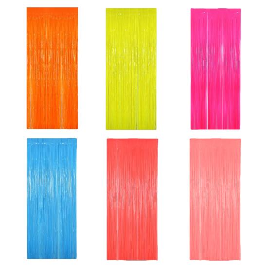 Metallic Tinsel Foil Fringe Curtains Colorful Iridescent Tinsel Streamer Backdrop Decor