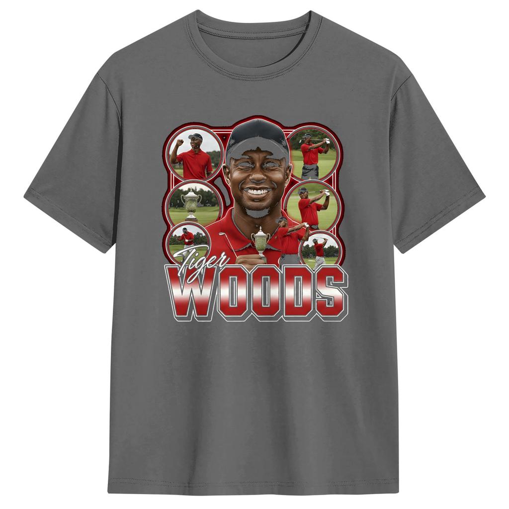 Большая футболка Летние Тигры WWoods Винтажный Бутлег Хип-Хоп Футболки Хлопковая Футболка для Унисекса Потрясающие Топы с Коротким Рукавом