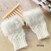 Warm Sheep Wool Knitted Faux Rabbit Fur Couples Fingerless Mittens Wrist Gloves Exposed Finger