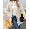 Hooded Solid Color Cardigan Button Up Long Sleeved Casual Fleece Jacket