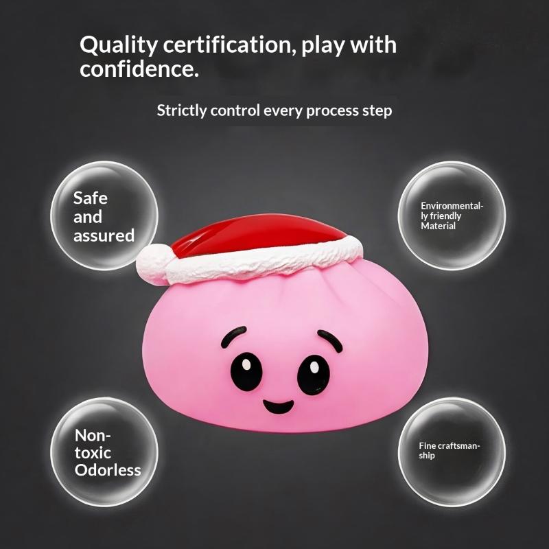 Christmas Hat Squeeze Toy Funny Sound Stress Relief PVC Sensory Fidget Toy for Kids Christmas Party Favors
