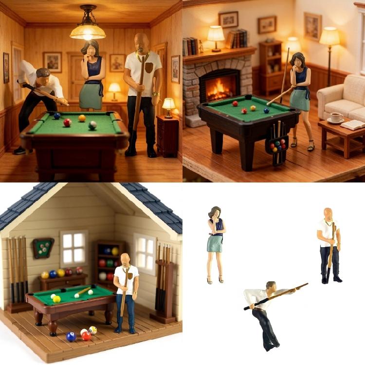Крошечная фигурка из смолы 1:Миниатюрная сцена бильярда в масштабе 1:64, фигурки, диорамы, модели для поделок своими руками и создания ландшафтов