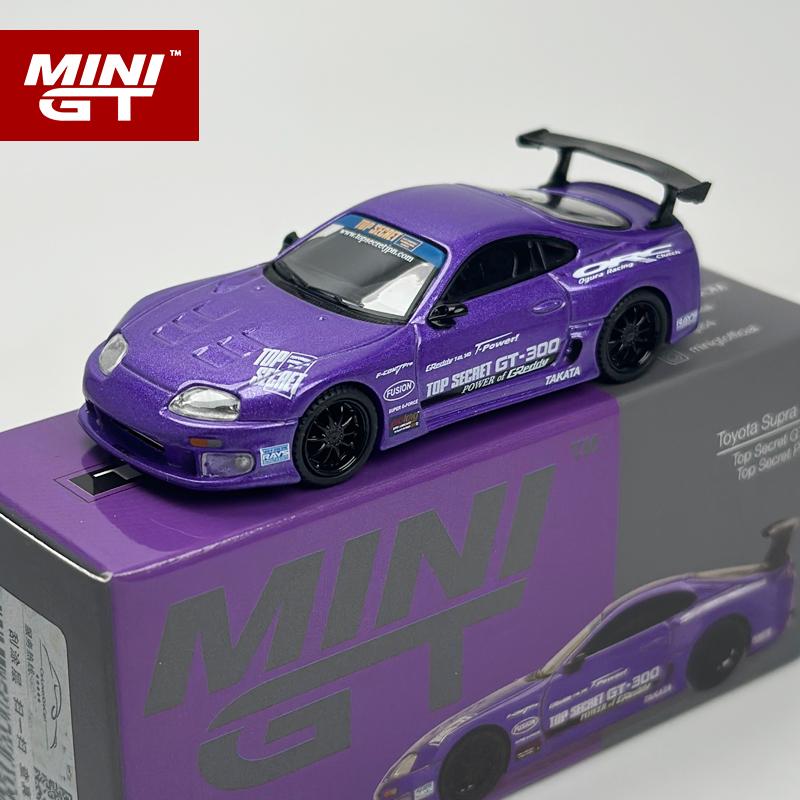 QEZT6 MINIGT 1:64 Toyota Supra A80 Top Secret GT-300 Top Secret Purple MGT Alloy Car Model 1067