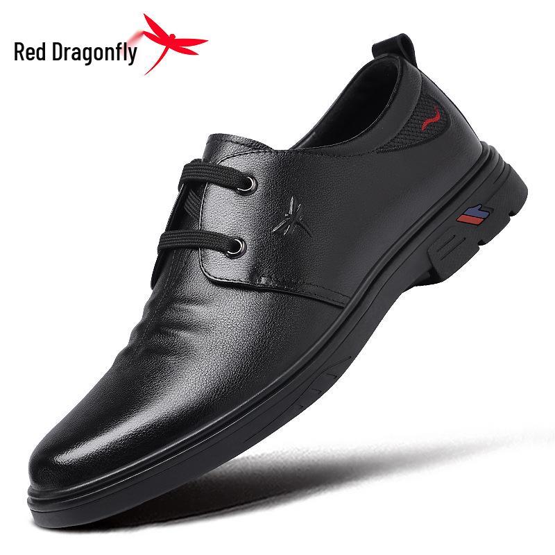 Мужские деловые повседневные туфли Red Dragonfly из натуральной кожи - Осенний стиль, Удобные кожаные туфли для ежедневной носки для пап среднего возраста.