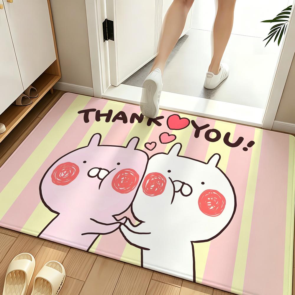Character U-Usamaru Floor Mat Soft Flannel Entrance Door Mat Non Slip Absorbent Bathroom Bedroom Floor Rug