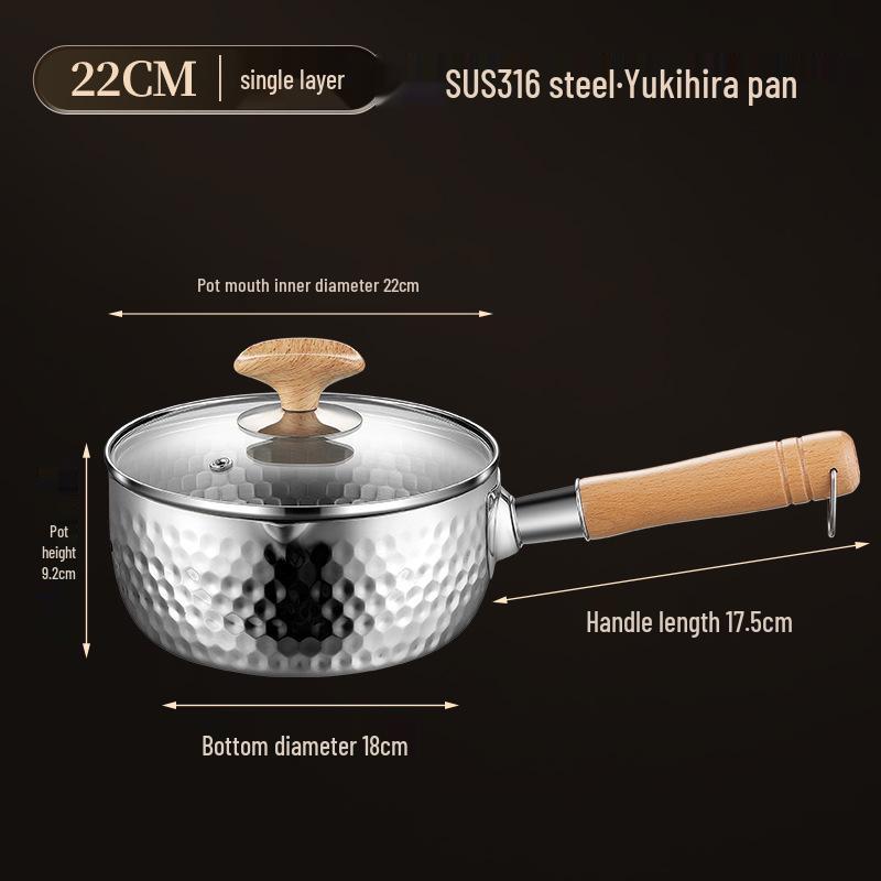 Ковш Юкихира из непокрытой нержавеющей стали – Кастрюля для детского питания и супа рамен