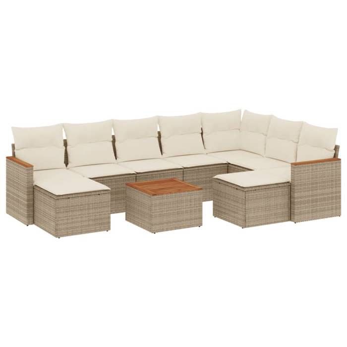 VidaXL Salon de Jardin avec Coussins 10 pcs, Canapés de Terrasse, Ensemble de Meubles de Patio, Mobilier d'Extérieur, Beige 3226548