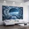 2D flat banner 1 piece - futuristic sci-fi photography background - design of space capsule corridor