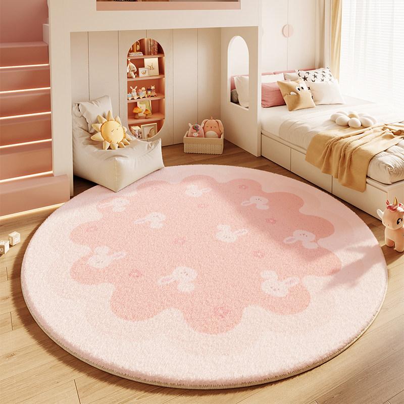 Cream Style Bedroom Decor Round Carpet Thicken Plush Carpets for Living Room Fluffy Soft Lounge Floor Mat Washable Cloakroom Rug