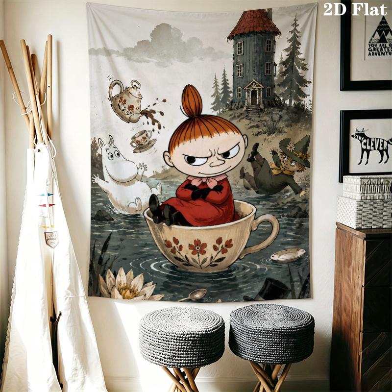 Comet in Moominland Wall Tapestry Aesthetic Wall Hanging Printed Fabric Blanket Decorative Tapestries for Bedroom Living Room Home Decor