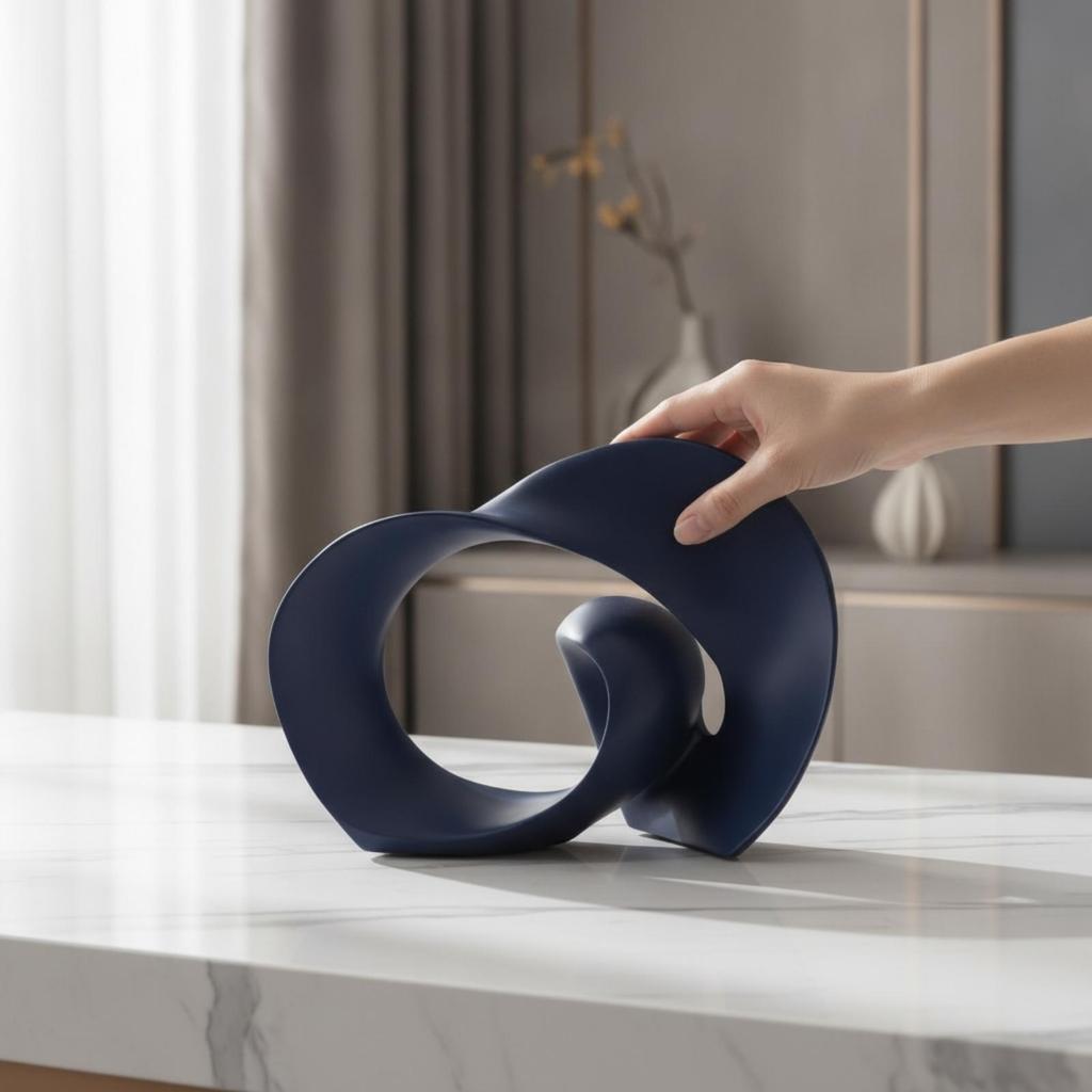 Sculpture with Interlocking Loops Minimalist Tabletop Artistic