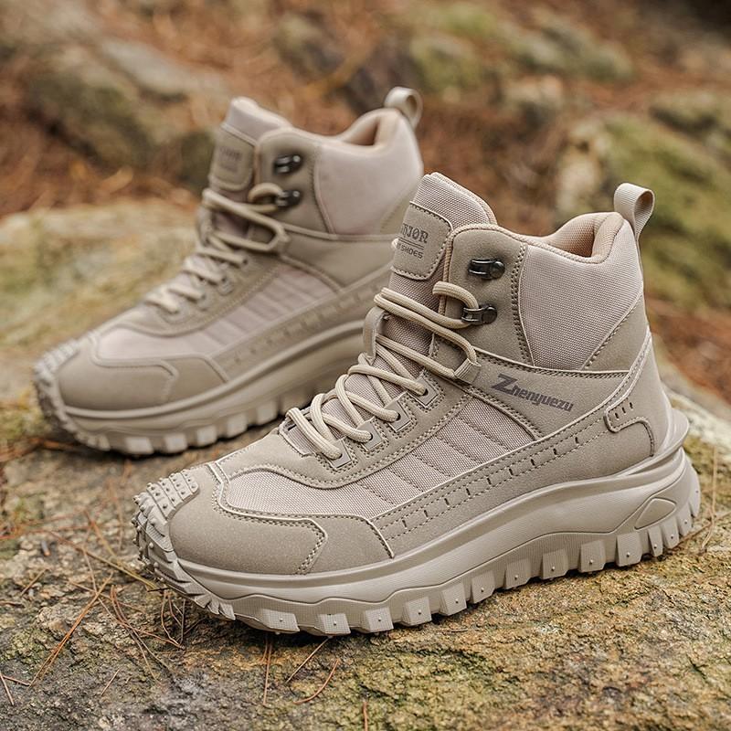 Mens Winter Hiking Boots High Top Thick Sole Tactical Large Size Comfortable Work Shoes