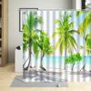 Green Plants Scenery Bathroom Curtains Beach Coconut Tree Shower Curtain Waterproof Polyester Bathtub Decor Screen With Hooks