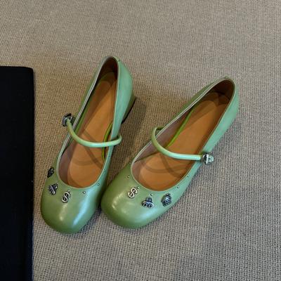 Весна и Осень новая круглая голова полированный нишевый дизайн на толстом каблуке туфли Мэри Джейн женские средний каблук